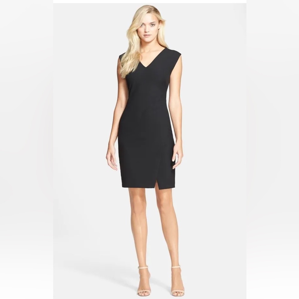 NWT DVF Diane Von Furstenburg Chic Megan black v-neck midi dress 6